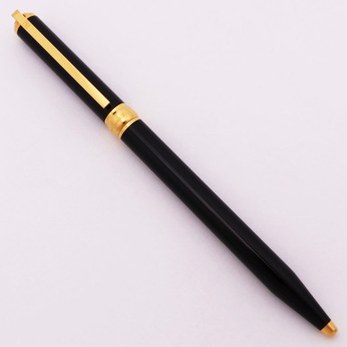 S T Dupont Gatsby Ballpoint Pen (1980s) - Black Lacquer w Gold