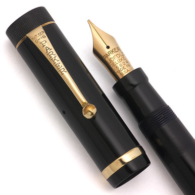 Stylo Plume Parker Duofold Vintage Résine Noire Avec Porte-mines - Plume Or 18K