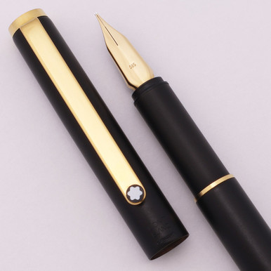 MONTBLANC Noblesse ノブレス Sライン 万年筆 黒金 インク付 Montblanc Noblesse Black Lacquer Rollerball Pen (Blue Ink) FREE