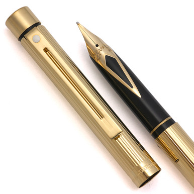 『専用』SHEAFFER Targa 万年筆 14K Sheaffer Targa 1005S Fountain Pen (1980s) - Gold Fluted, C/C, 14k