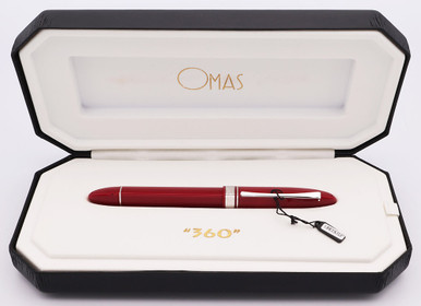 Omas 360 Full Size Fountain Pen - Cranberry Red, Rhodium HT Trim