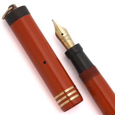 Parker Lady Duofold Lucky Curve Ring Top Fountain Pen (1928) - Red
