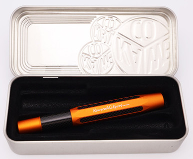 Kaweco AC Sport Fountain Pen - Orange w Black Carbon Fiber, Medium