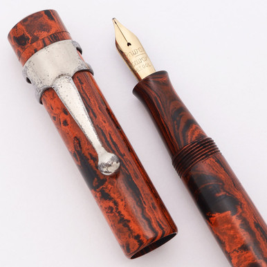 Conway Stewart 470M Fountain Pen (1930s) - Red Mottled Hard Rubber
