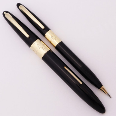 Sheaffer Triumph Autograph Fountain Pen Set - Black w 14k Gold