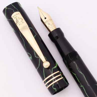 Mabie Todd Swan Self-Filling Fountain Pen (USA, 1930s) - Green and