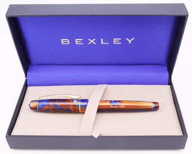 BEXLEY万年筆/ベクスリー/ベクスレイ/マーブル模様 /錦鯉/18K 750 Bexley BX701 Fountain Pen - Blue Shimmer, Broad Steel Nib (Near