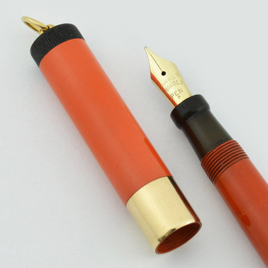 Parker Lady Duofold Deluxe Ring-Top Fountain Pen - Wide Band, Red