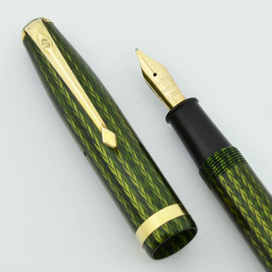 Conway Stewart 85L Fountain Pen- 1950s, Green Herringbone