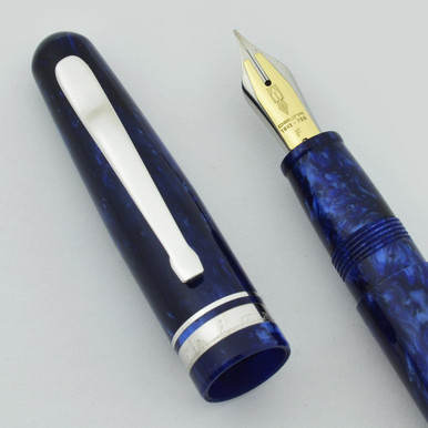 Delta Fusion 82 Fountain Pen - Blue Resin, Fine Steel Nib w 18k
