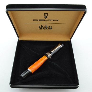 Delta Dolcevita Mid-Size Fountain Pen - Orange & Black, Piston