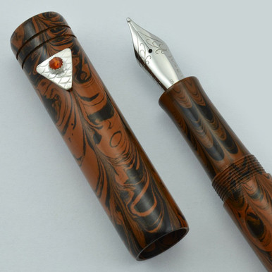 PSP Ranga Ebonite Monterey Fountain Pen - Sterling Carnelian Roll