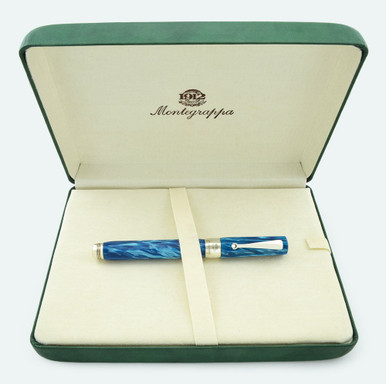 Montegrappa Symphony Fountain Pen - Blue Marble, Sterling Trim