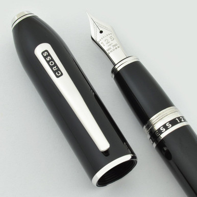 Cross Peerless 125 Fountain Pen - Black, Medium 18K Nib (Near Mint