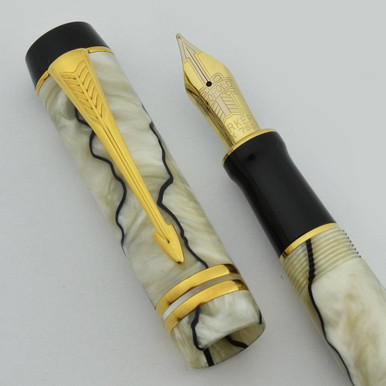 筆記具 PARKER Duofold Centennial Pearl&Black Parker Duofold Centennial - Black and Pearl, Medium 18k 