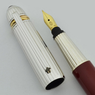 Pasha de Cartier Fountain Pen - Dark Red Barrel, Platinum Plated