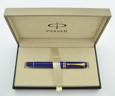Parker Duofold International Fountain Pen - Mark 3, Solid Blue (Lapis), Gold  Trim, 18k Fine (Mint in Box) - Peyton Street Pens