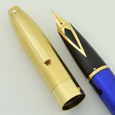 Sheaffer Legacy 1 Fountain Pen - Brushed Gold, Blue Body, 18k
