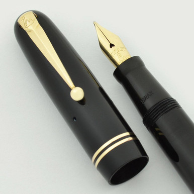 Mabie Todd (UK) Swan 3260 Self-Filler - Black, Semi-Flex Fine 14k