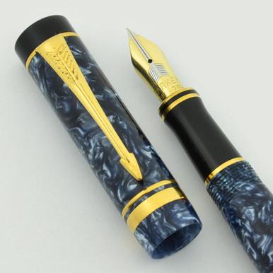PARKER Duofold International 万年筆18K Parker Duofold International Fountain Pen - Mark 1, Blue Marble