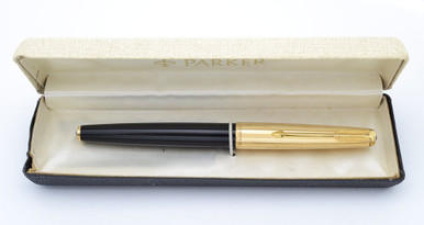 Parker 61 Custom Fountain Pen - Mark I, Black w GF Lined Cap, Fine