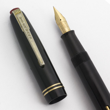 Waterman 503 Fountain Pen (England, 1940s) - Black w Red Top, W-2A