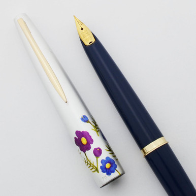 Pilot Elite Pocket Fountain Pen (1960s) - Blue & Pearl w Flowers