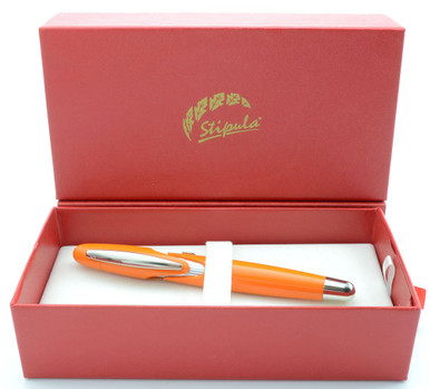 Stipula Speed Fountain Pen - Orange with Chrome Trim, Medium Steel