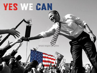 Barack Obama - Yes We Can (crowd) (12 x 16in) Art Poster
