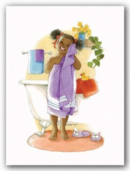 Bath Time Giggles (mini) - Girl Art Print - Sylvia Walker