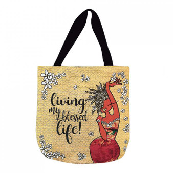 Living My Blessed Life -- Woven Tote Bag -- Sylvia "GBaby" Phillips
