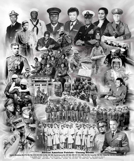 African American Patriots (Unsung Heroes): Men Art Print - Wishum Gregory