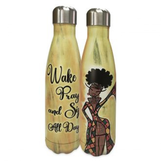 Wake Pray And Sip All Day Stainless Steel Bottle-Kiwi McDowell