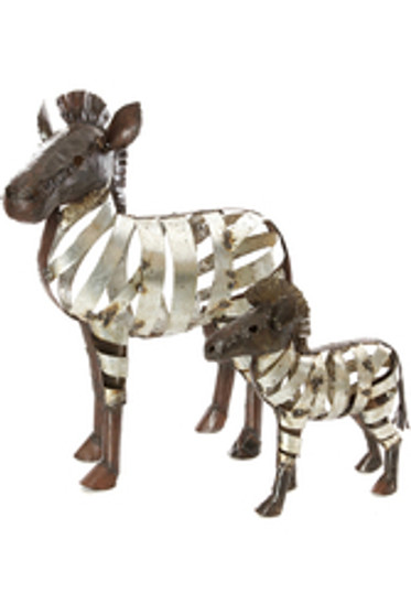 Recycled Metal Ribbon Zebra Sculptures--Small