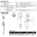 Tralee Single Cylinder Handleset, Satin Nickel (US15)