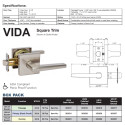 Vida Dummy Lever with Square Trim