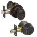 Carlyle Entry Knobset with Deadbolt Combo, Oil-Rubbed Bronze Edged (US10BE)