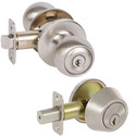 Fairfield Entry Knobset with Deadbolt Combo, View Pack, Satin Nickel (US15)