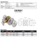 Derby Knob Handleset Interior Trim, Tuscany Bronze (US12P)