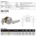 Milton Entry Leverset, (Turnbutton), Satin Nickel (US15)