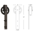 5000 Series Wagon Wheel Sliding Barn Door Split Track Hardware Kit (6-Foot Door), Black (US19)