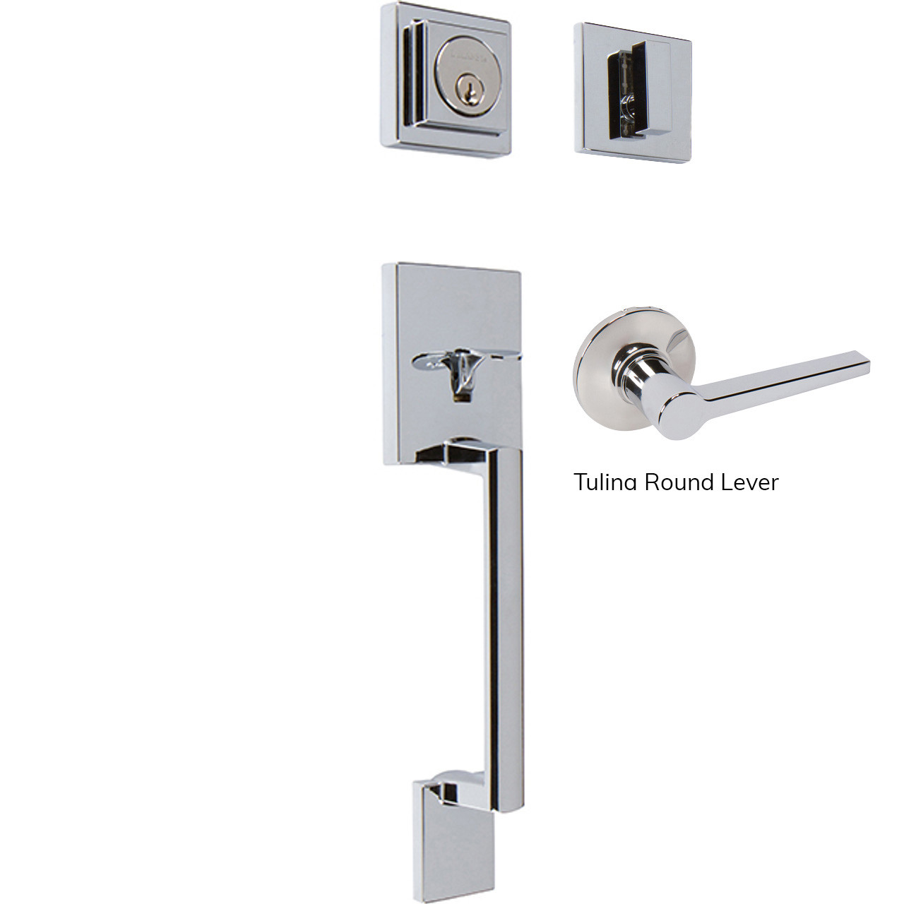Avino Single Cylinder Handleset, Polished Chrome (US26) - Delaney