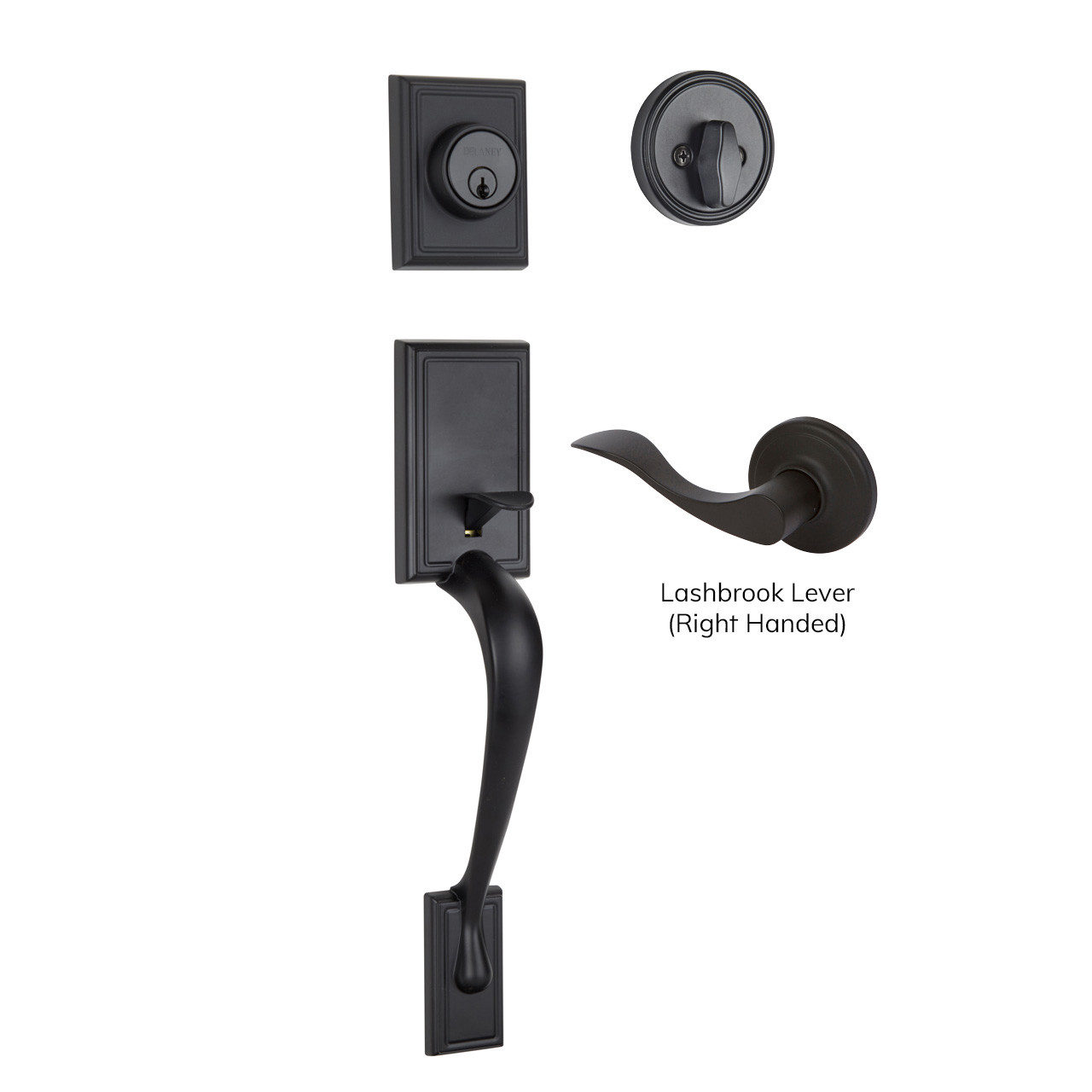 Kellington Single Cylinder Handleset, Black (US19) - Delaney Hardware