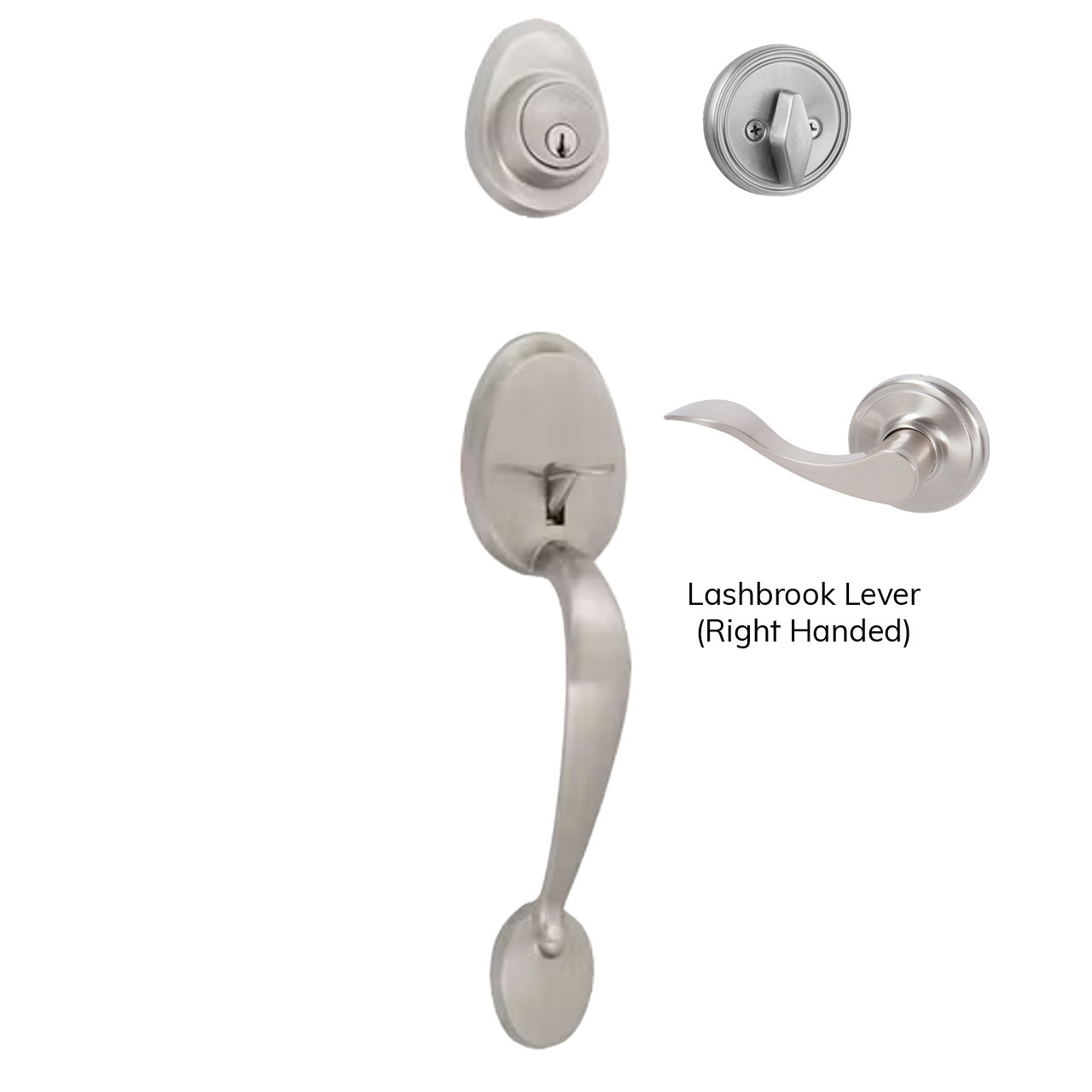 Tralee Single Cylinder Handleset, Satin Nickel (US15) - Delaney