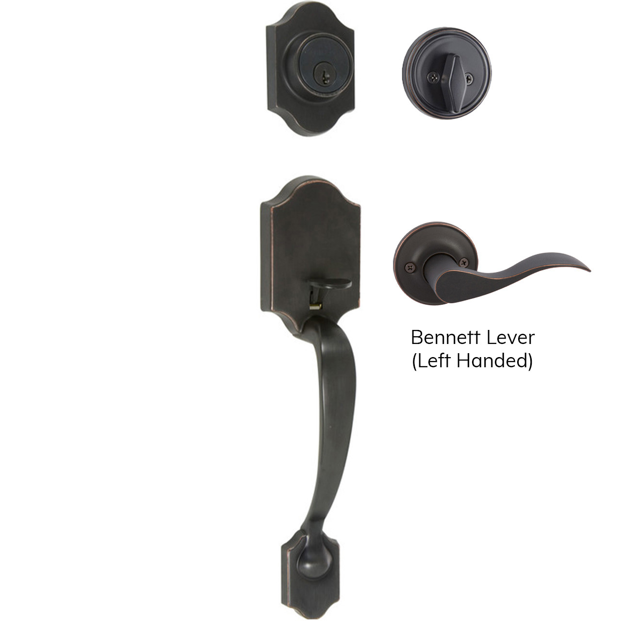 Chatham Single Cylinder Handleset, Oil-Rubbed Bronze Edged (US10BE