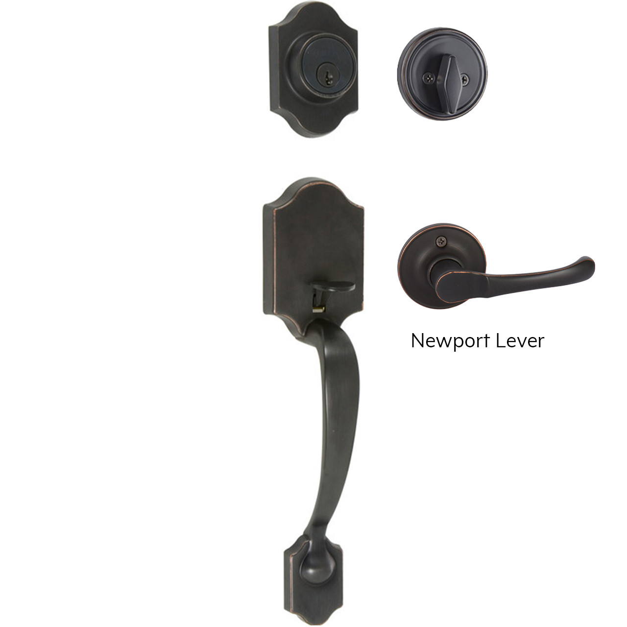 Chatham Single Cylinder Handleset, Oil-Rubbed Bronze Edged (US10BE