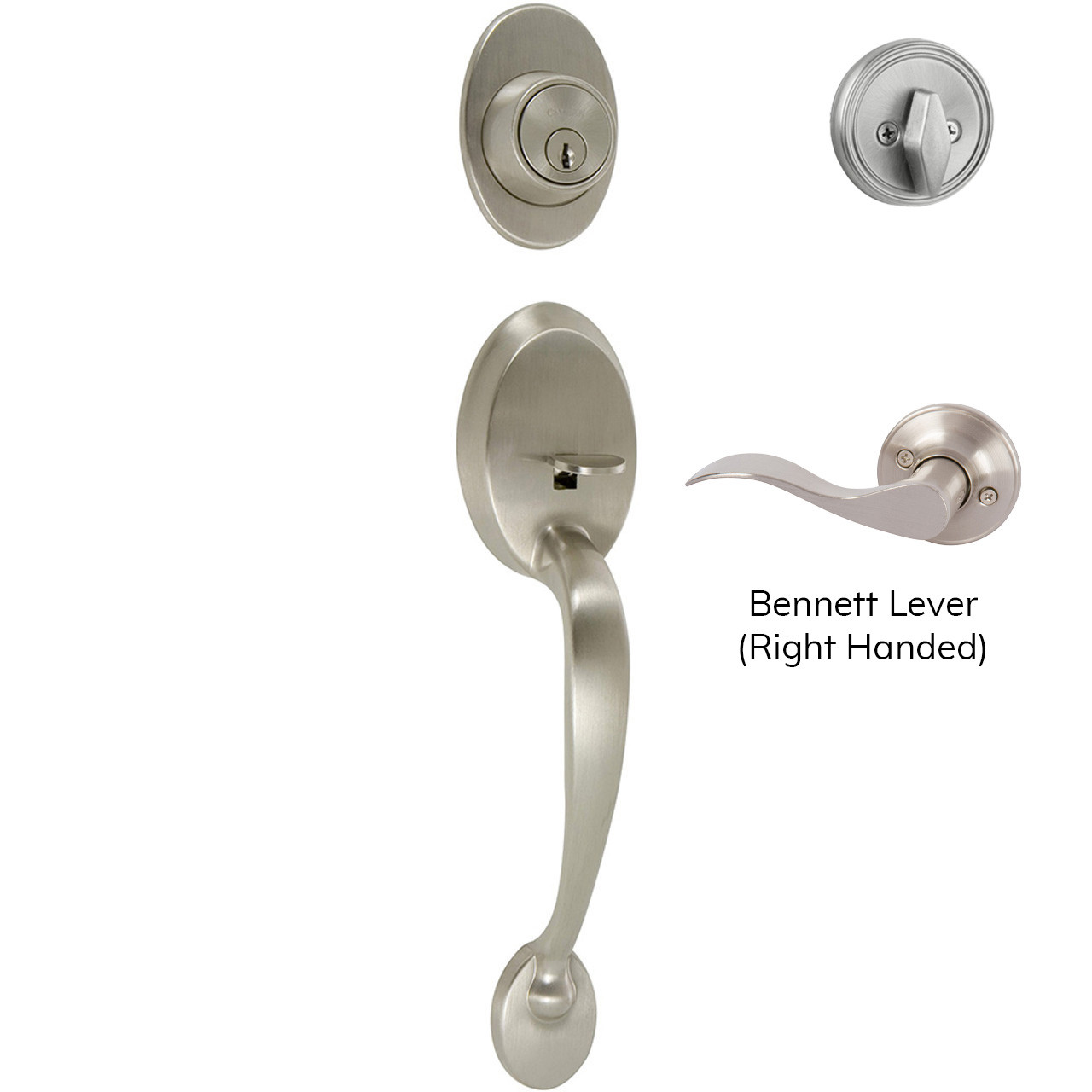 Colton Single Cylinder Handleset, Satin Nickel (US15) - Delaney