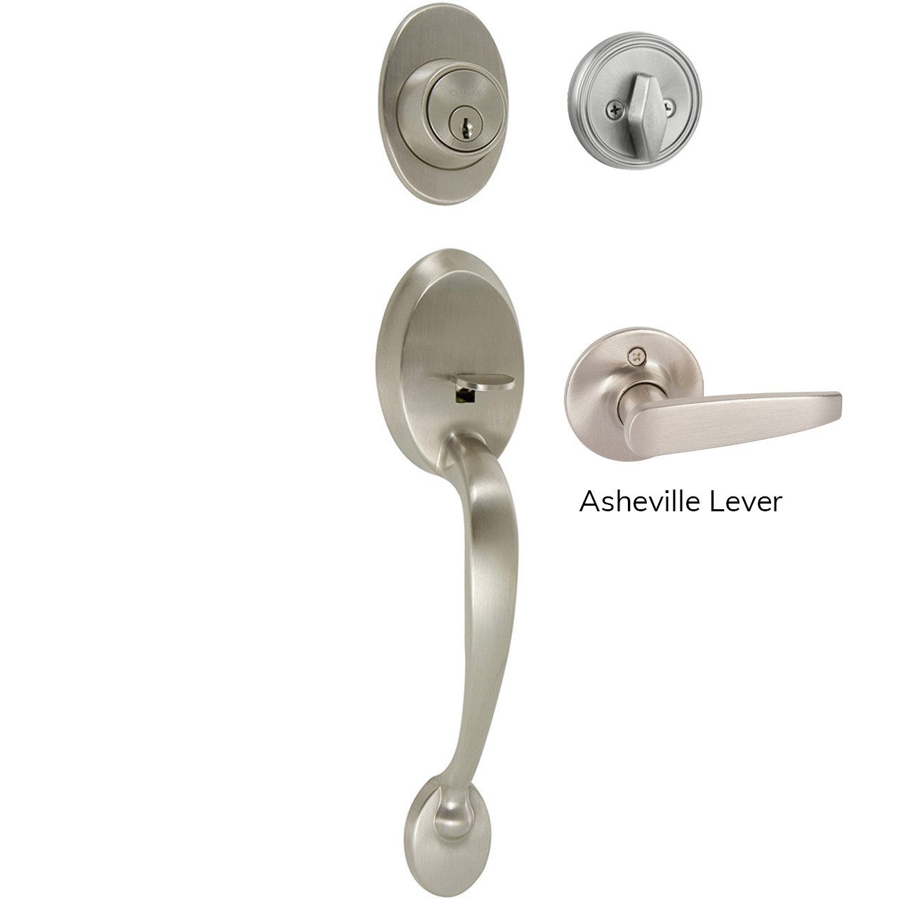 カルドハイム　バンドル Colton Single Cylinder Handleset, Satin Nickel (US15) - Delaney