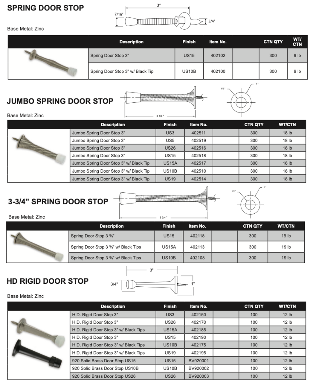  Jack N' Drill 11-Pack Spring Door Stop 3 ¾-inch Heavy