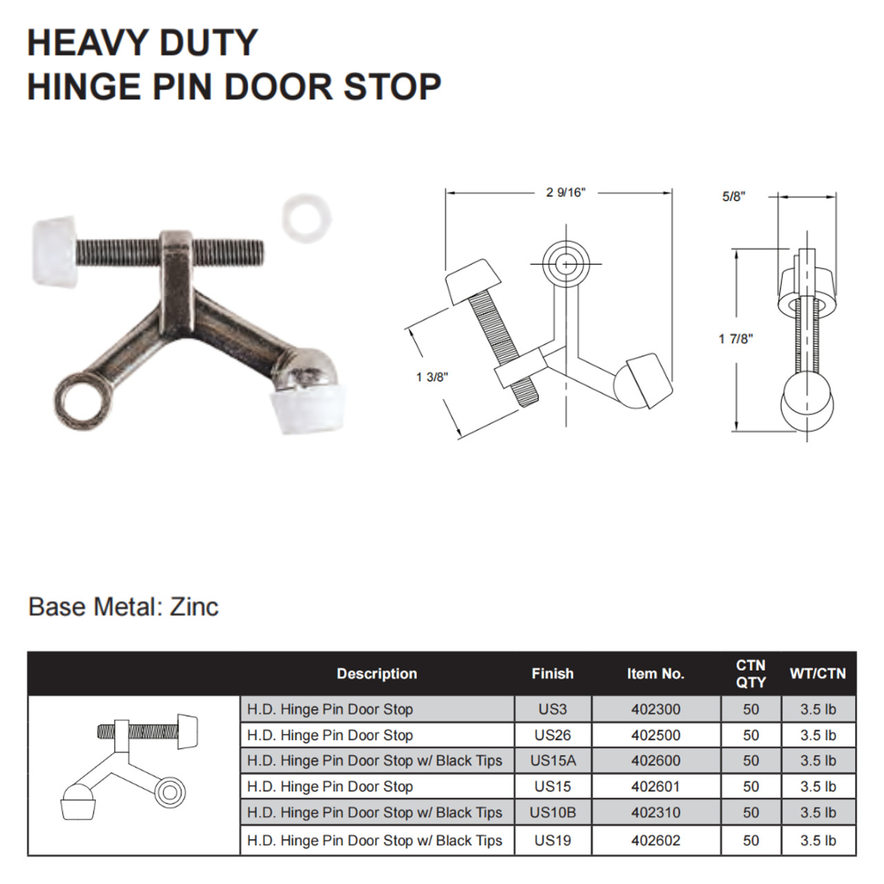 NAIERDI 2 Pack Adjustable Heavy Duty Hinge Pin Door Stop Oil Rubbed Silver  Hinge Pin Door